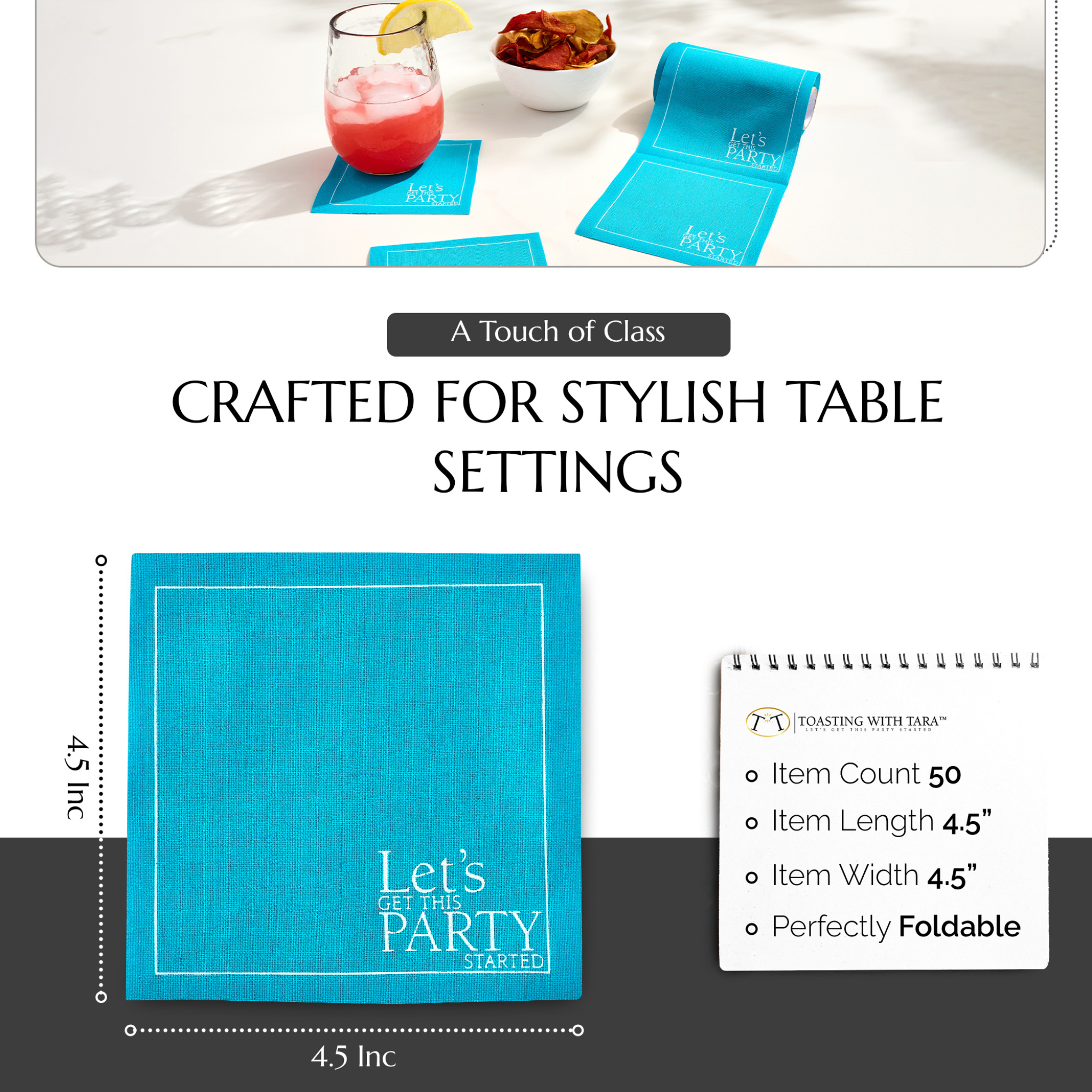 The Real Teal Cocktail Napkins