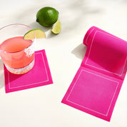 Solid Blush Crush Cocktail Napkins White Border