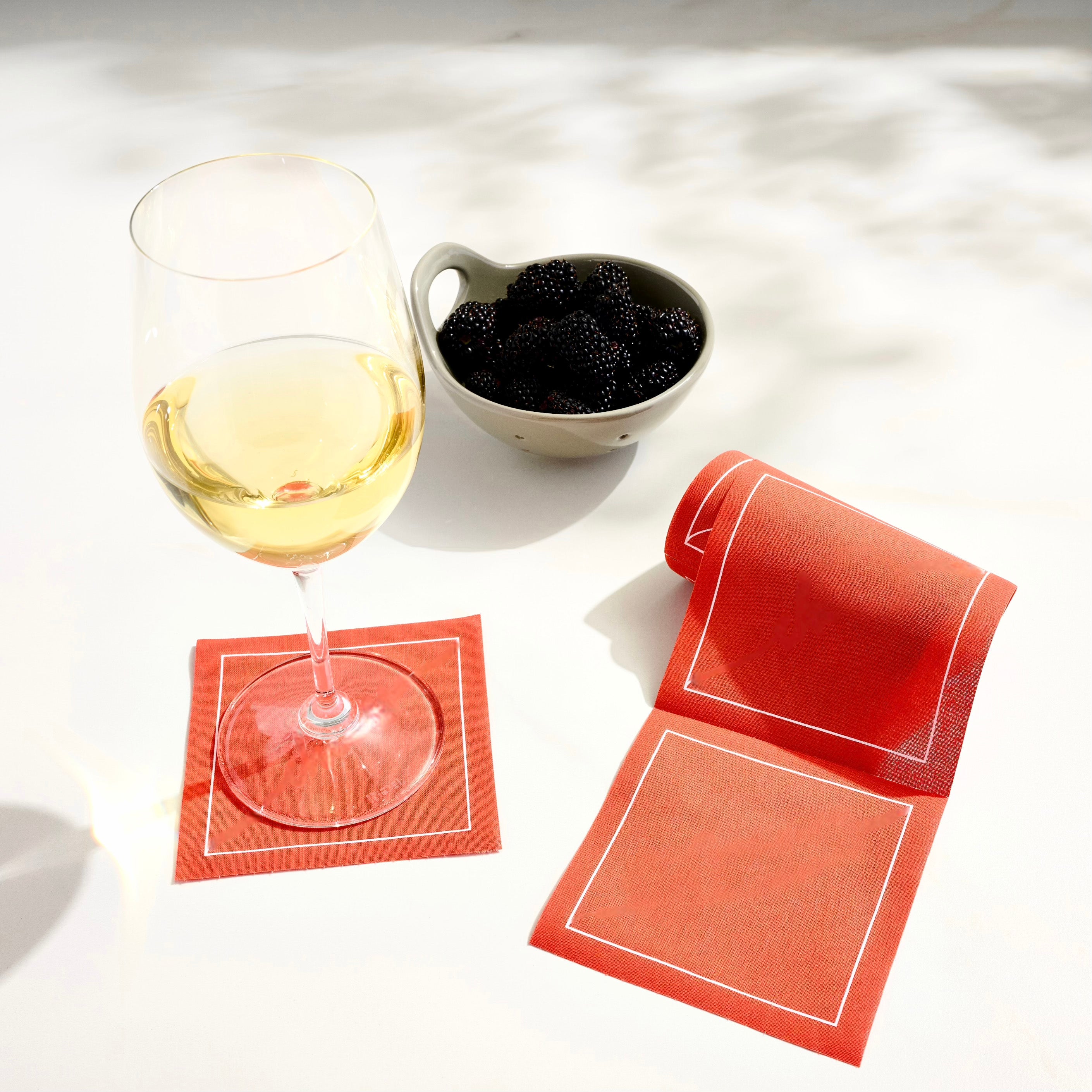 Solid Late Sunset Cocktail Napkins White Border
