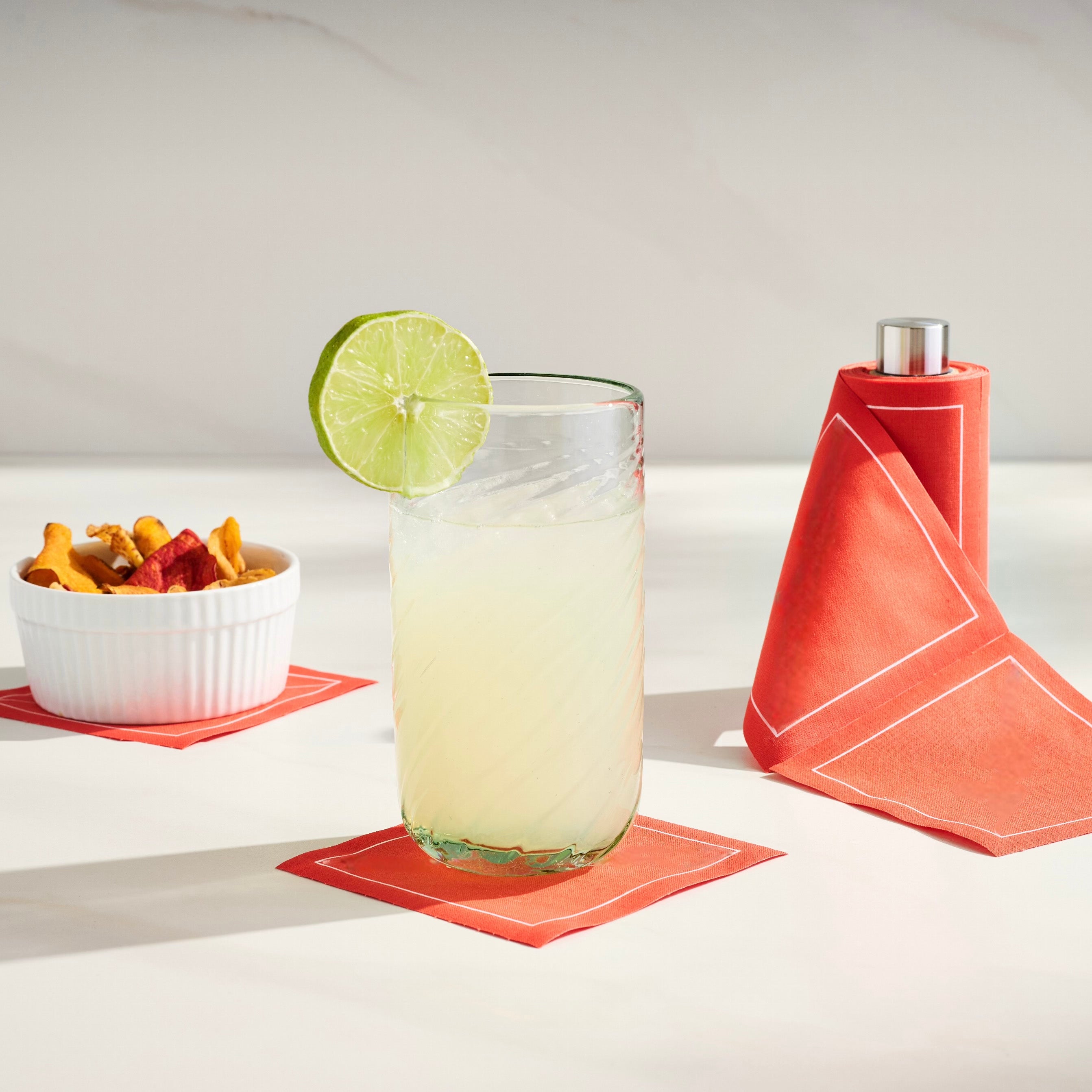 Solid Late Sunset Cocktail Napkins White Border