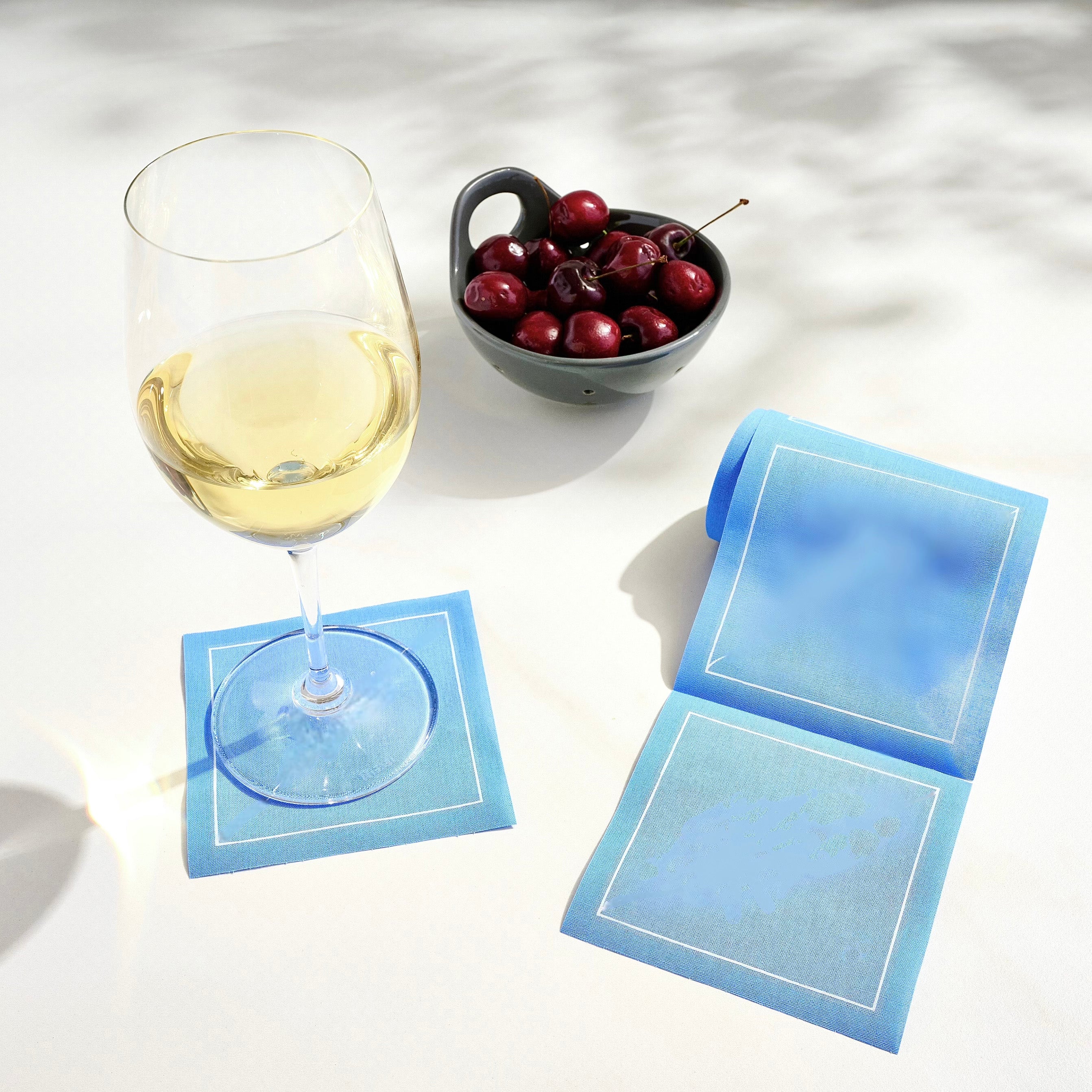Solid Summer Dreaming Cocktail Napkins White Border