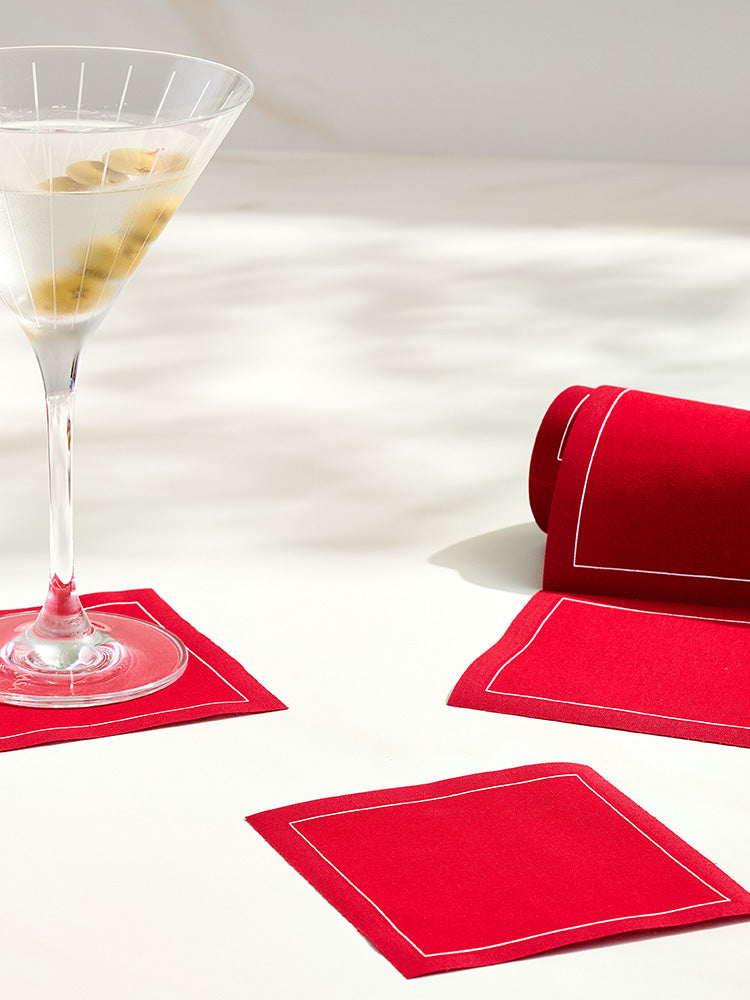 Solid Red Carpet with White Border